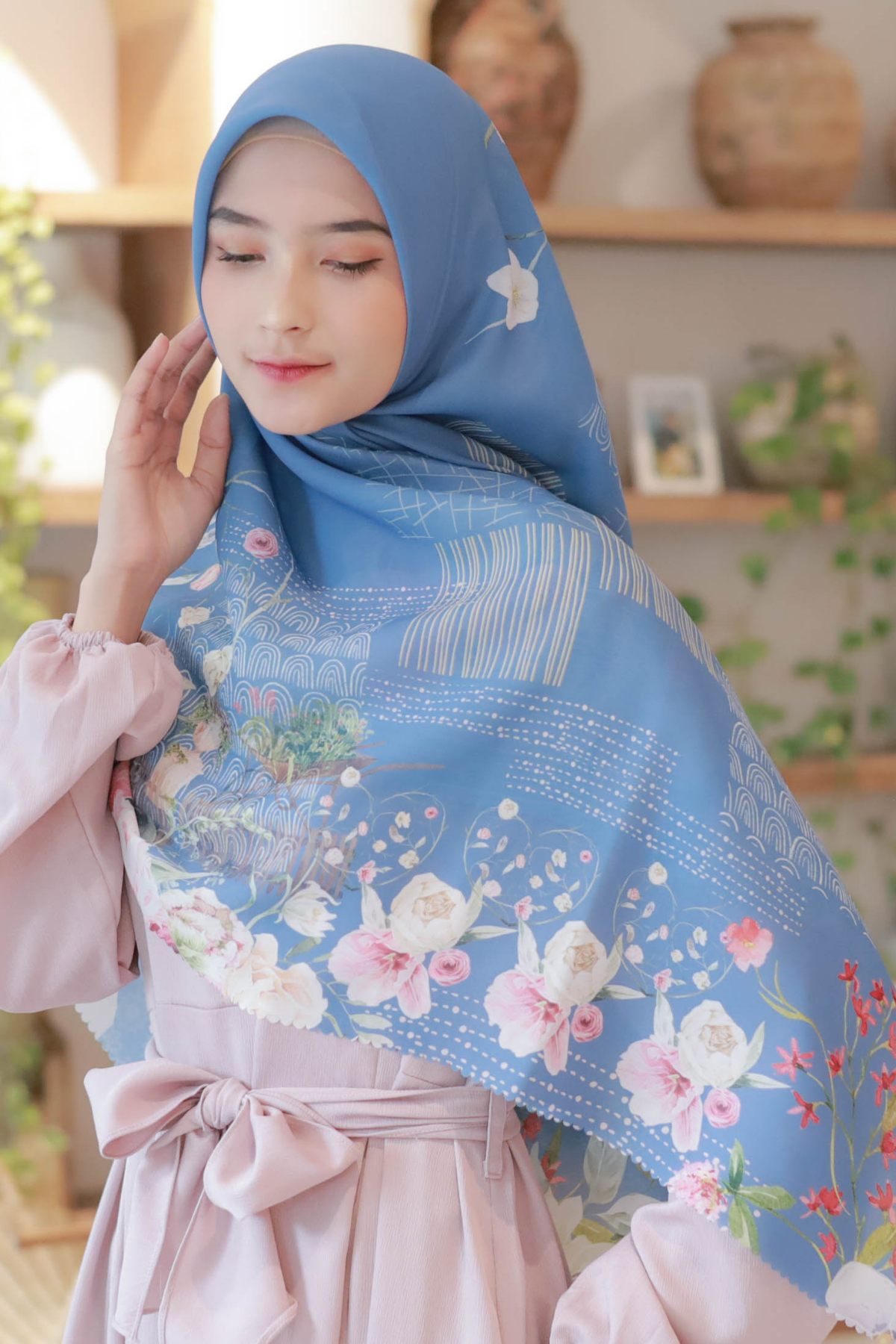 Florence - Scarf Square Premium Polycotton XL - Dove Denim - RJ24.9