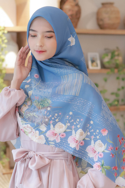 Florence - Scarf Square Premium Polycotton XL - Dove Denim - RJ24.9