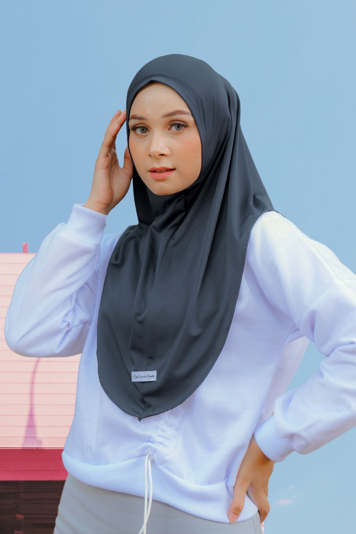 Instan Jennie Sporty Hijab - HLS1.16 Steel Gray