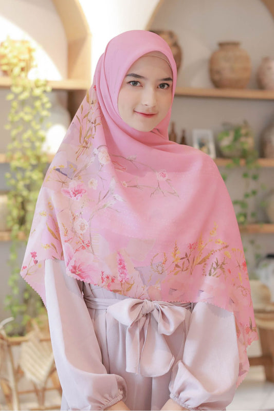 [ BUY 3 GET 1 FREE HIJAB ] Florence - Scarf Square Premium Polycotton XL - Sassy Pink  - RJ24.8