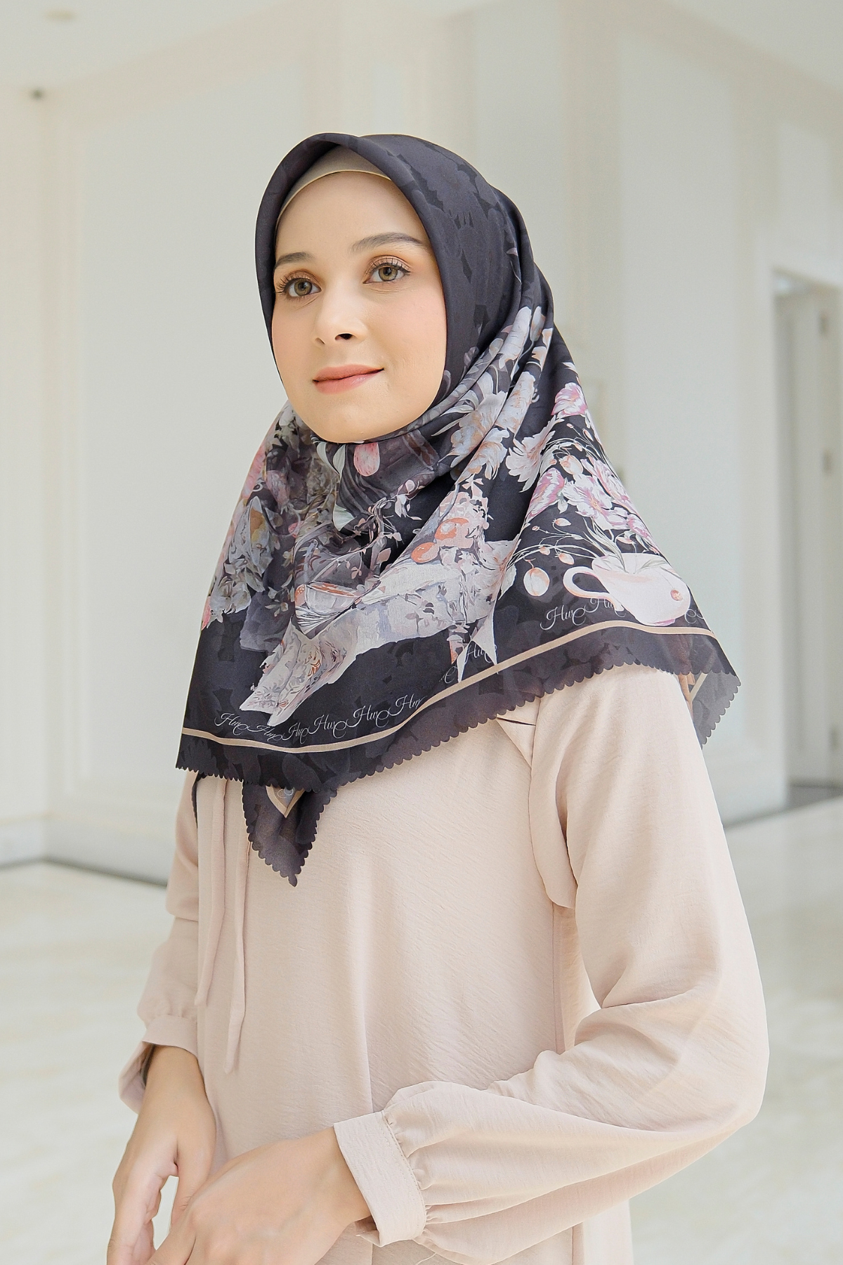 Camellia - Scarf Square British Voal | Black - CL15.1