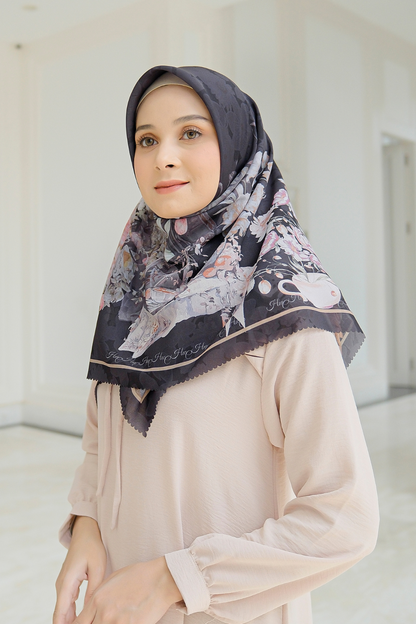 Camellia - Scarf Square British Voal | Black - CL15.1