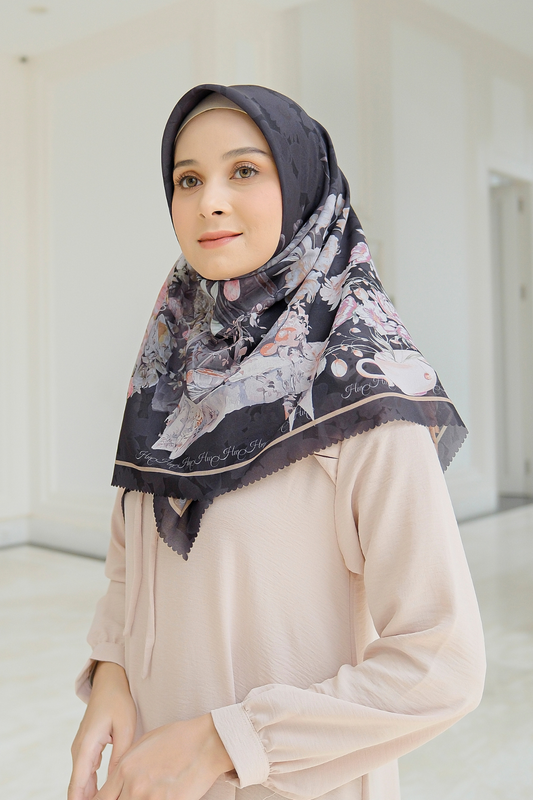 Camellia - Scarf Square British Voal | Black - CL15.1