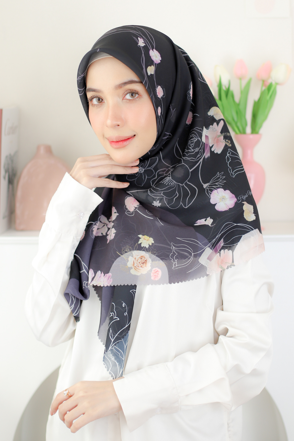 Mora - Scarf Square Premium Polycotton - Black - MCF2.1