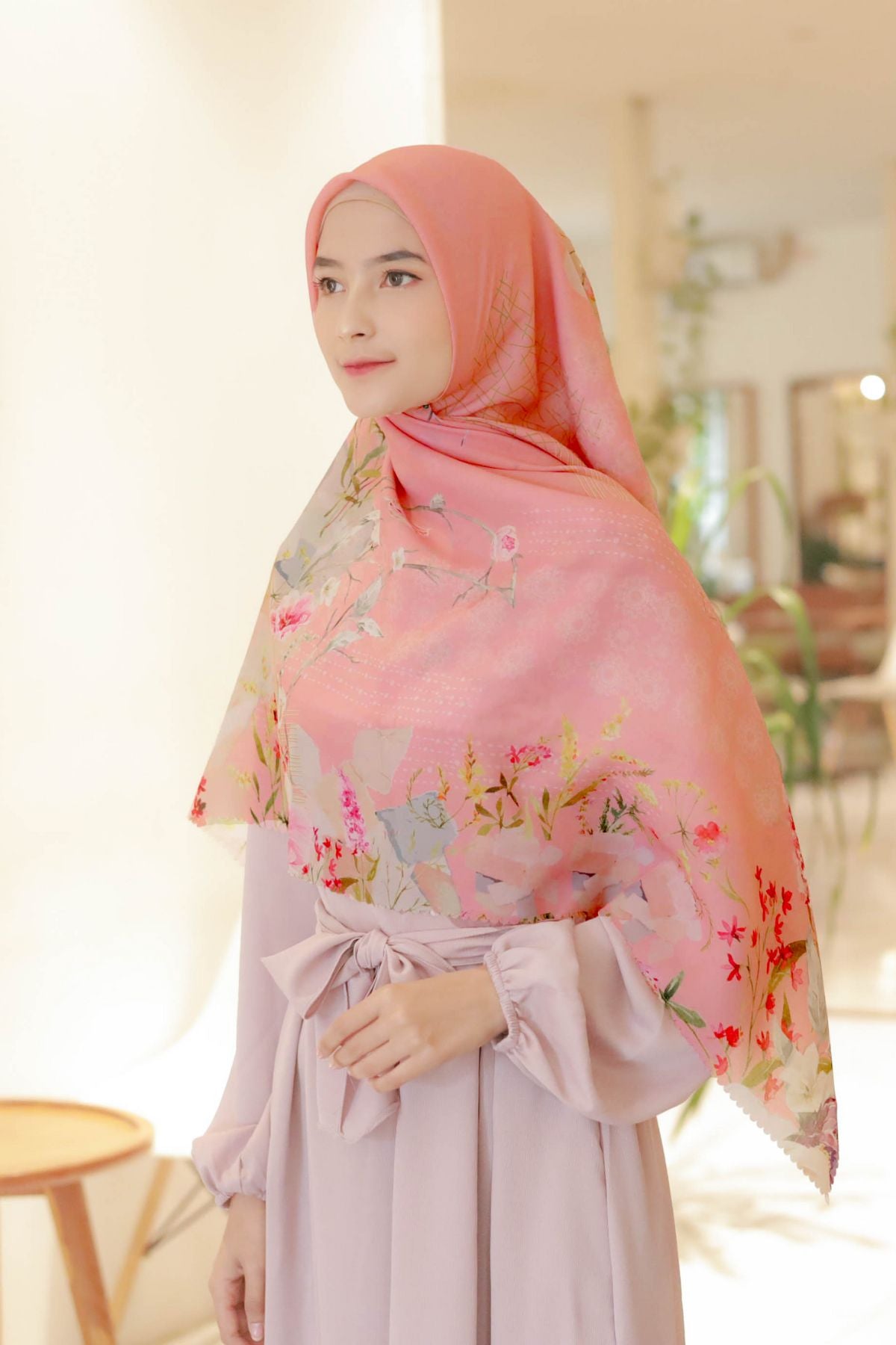 [ BUY 3 GET 1 FREE HIJAB ] Florence - Scarf Square Premium Polycotton XL - Cotton Pink - RJ24.21