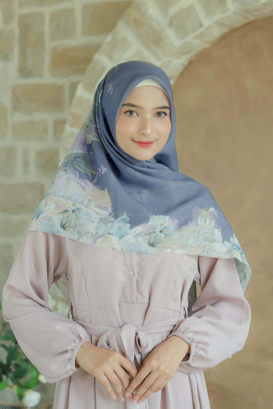 Lavender - Scarf Square British Voal | Denim - LV57.16