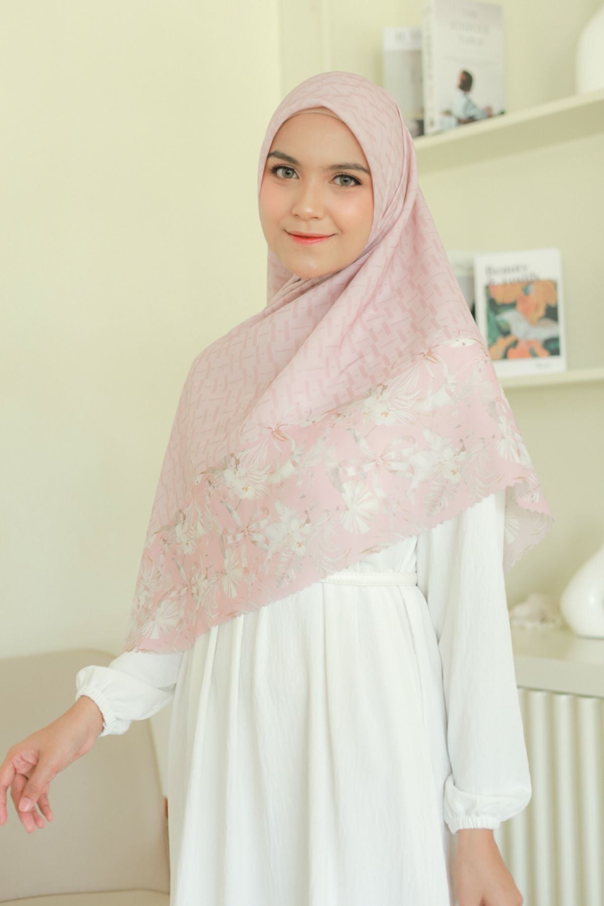 [ BUY 3 GET 1 FREE HIJAB ] Emily JUMBO - Scarf Square Premium Polycotton XL | MONO ROSE - EB28.38