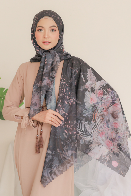 [ BUY 3 GET 1 FREE HIJAB ] Emily - Scarf Square Premium Polycotton | BLACK - EM28.1