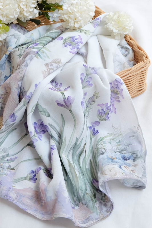 Lavender - Pashmina Premium Cerutti - White - PM11.81