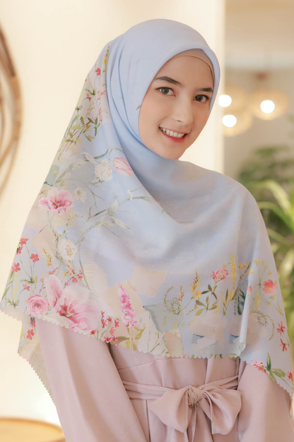 [ BUY 3 GET 1 FREE HIJAB ] Florence - Scarf Square Premium Polycotton XL - Eternal Blue - RJ24.10