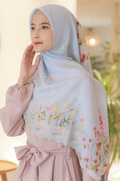 [ BUY 3 GET 1 FREE HIJAB ] Florence - Scarf Square Premium Polycotton XL - Eternal Blue - RJ24.10