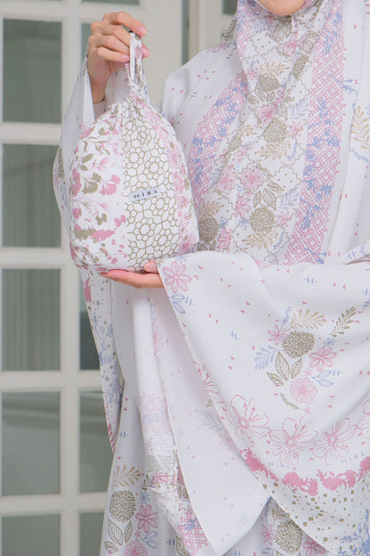 Mukena Flora - Mukena Katun | Cotton Daily Prayer Set | White - FM03.4