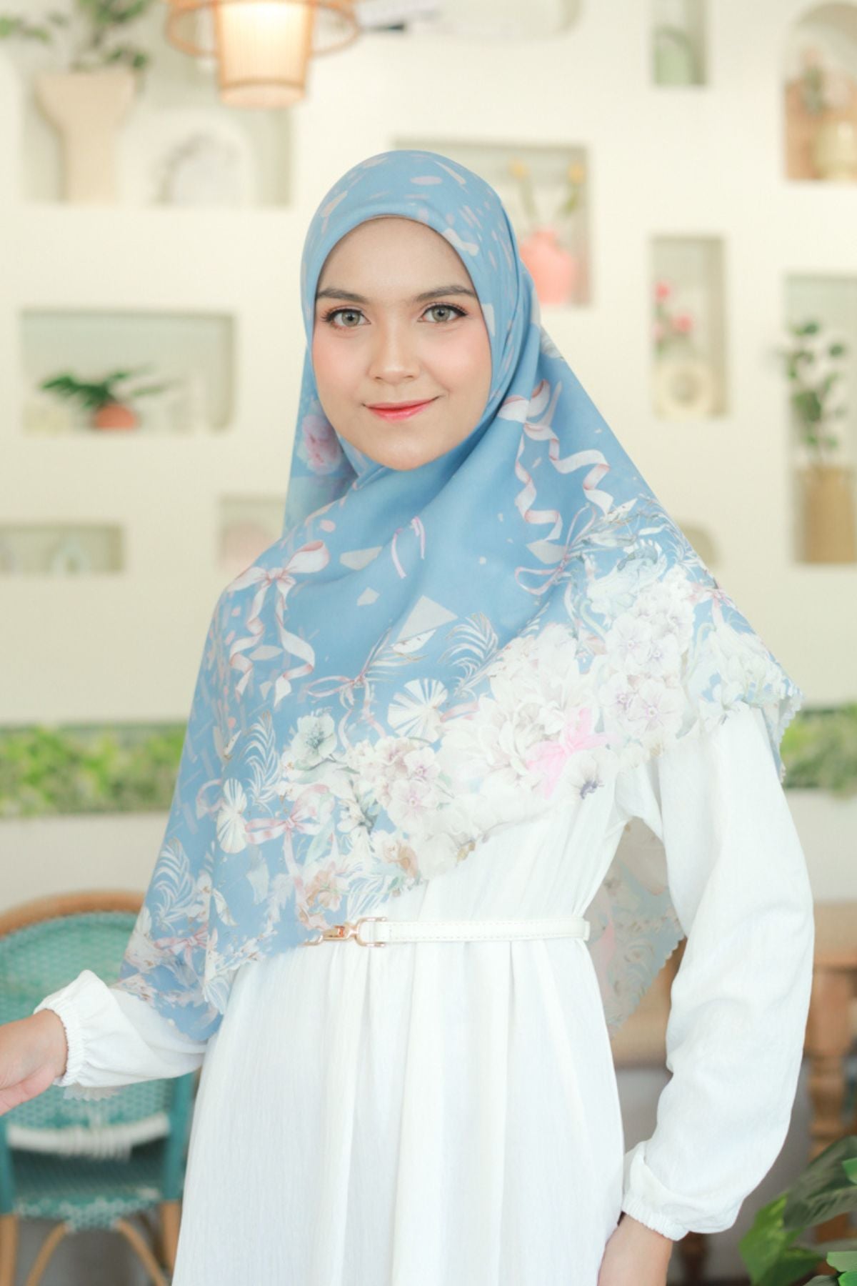[ BUY 3 GET 1 FREE HIJAB ] Emily JUMBO - Scarf Square Premium Polycotton XL | COQUETTE ARCTIC - EB28.39