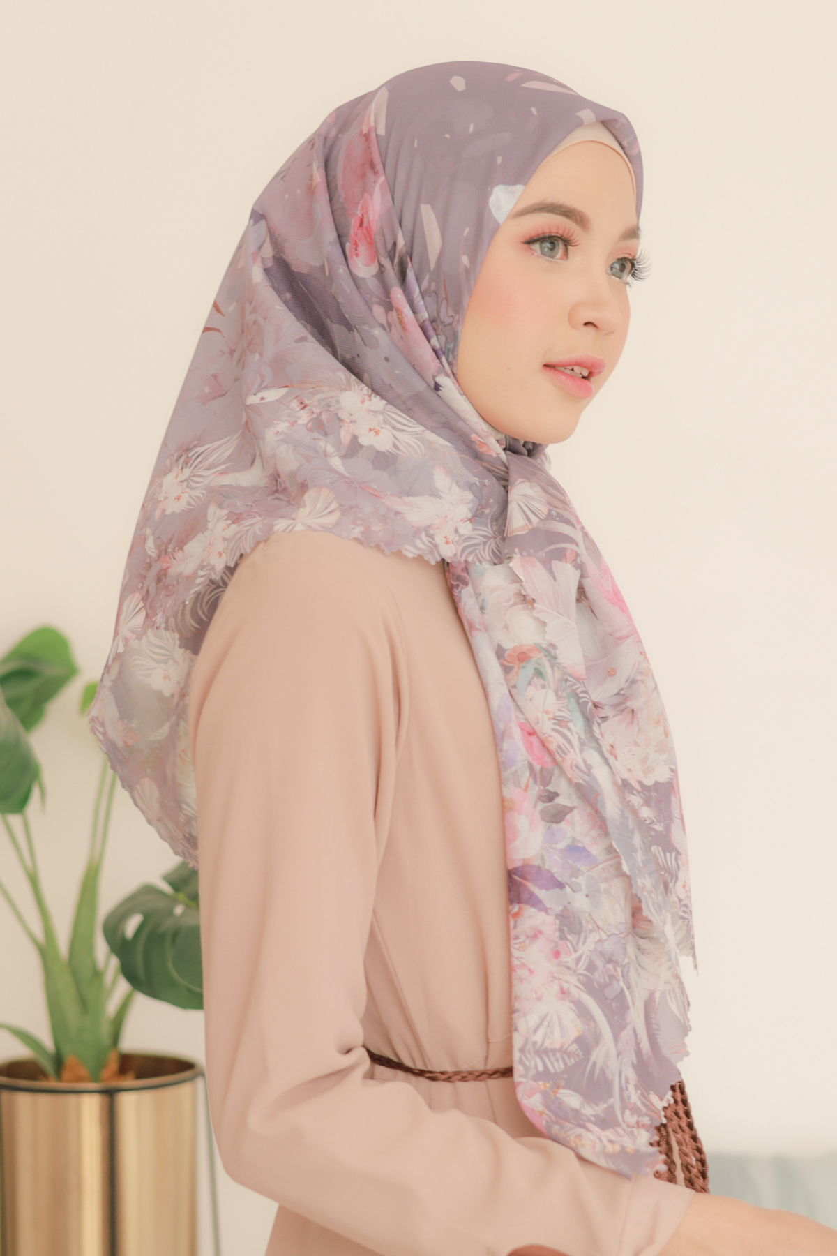 Emily - Scarf Square Premium Polycotton | Cocoa Grey - EM28.2