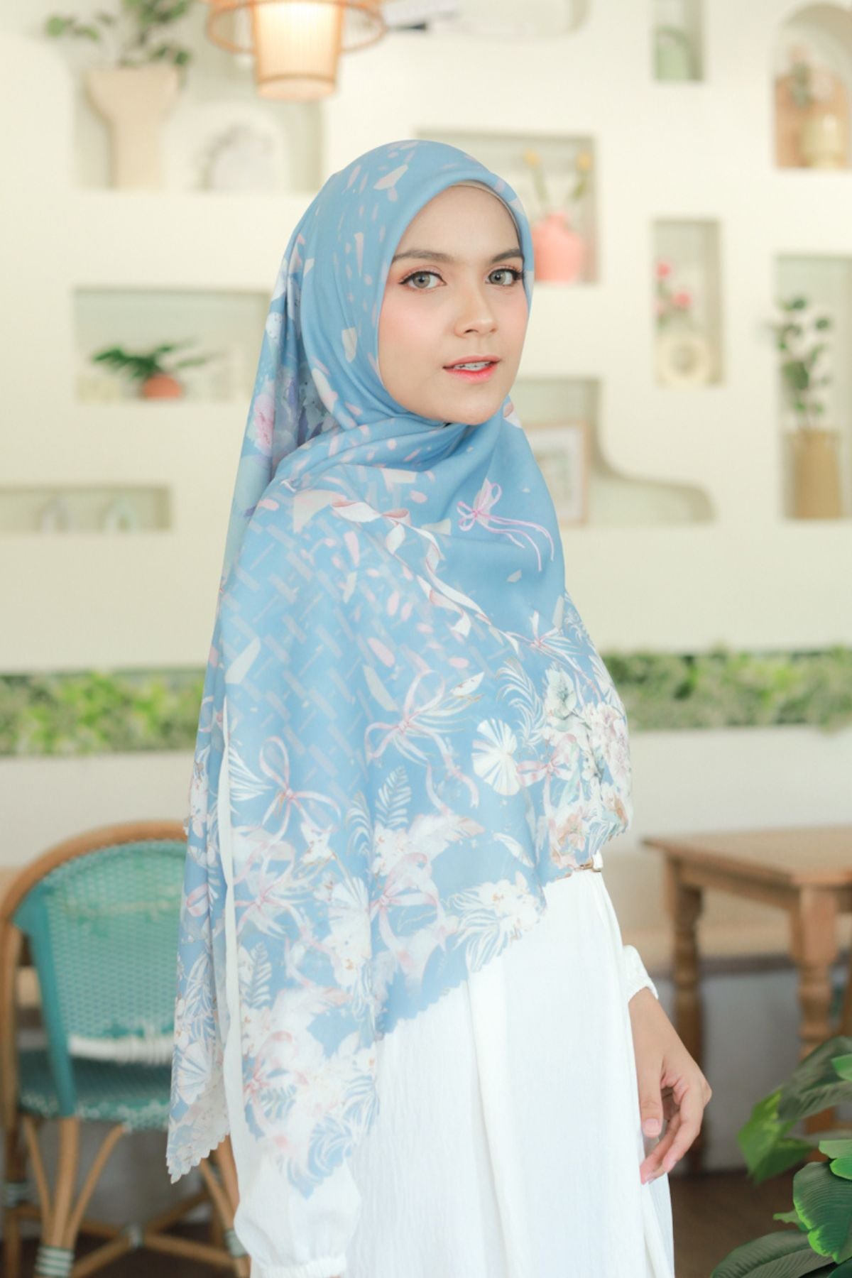 [ BUY 3 GET 1 FREE HIJAB ] Emily JUMBO - Scarf Square Premium Polycotton XL | COQUETTE ARCTIC - EB28.39