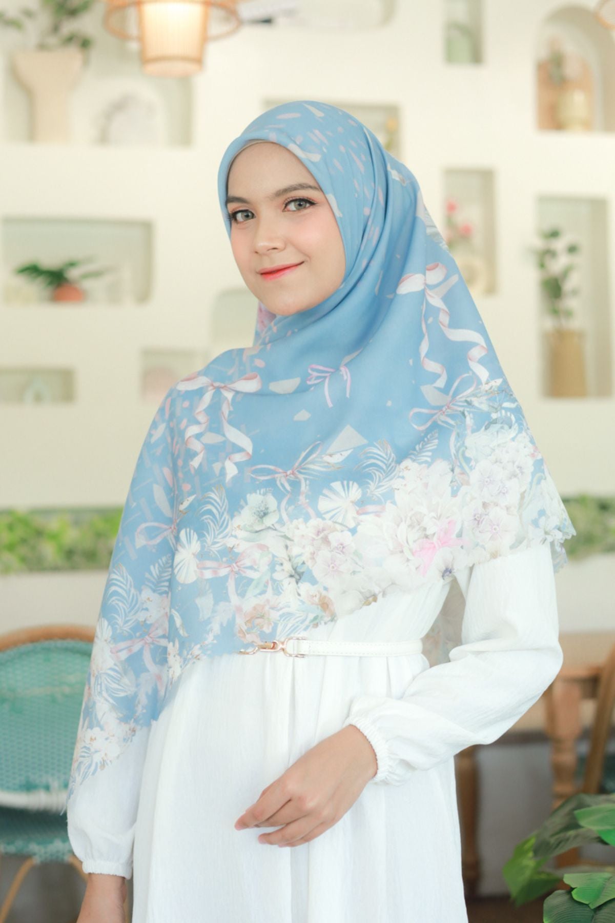 [ BUY 3 GET 1 FREE HIJAB ] Emily JUMBO - Scarf Square Premium Polycotton XL | COQUETTE ARCTIC - EB28.39