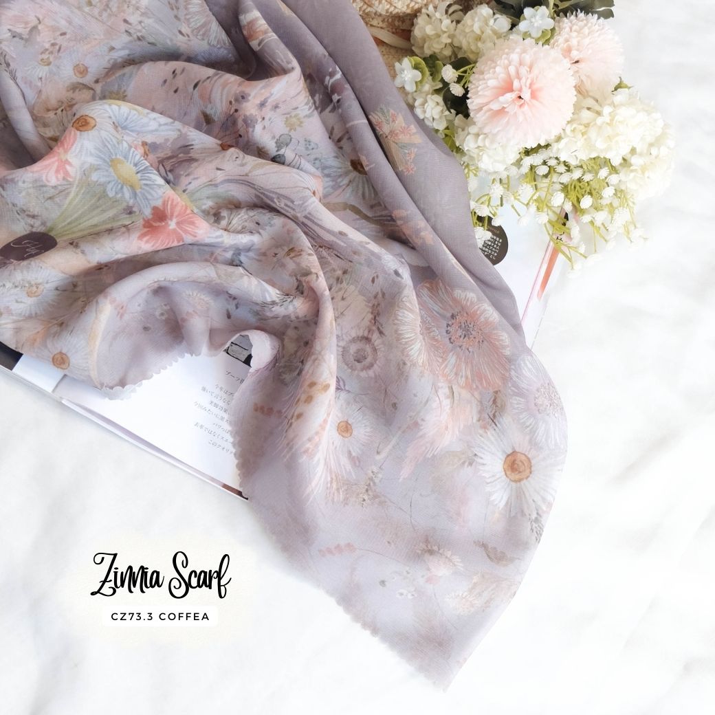 Zinnia - Scarf Square Premium Polycotton | Coffea - CZ73.3