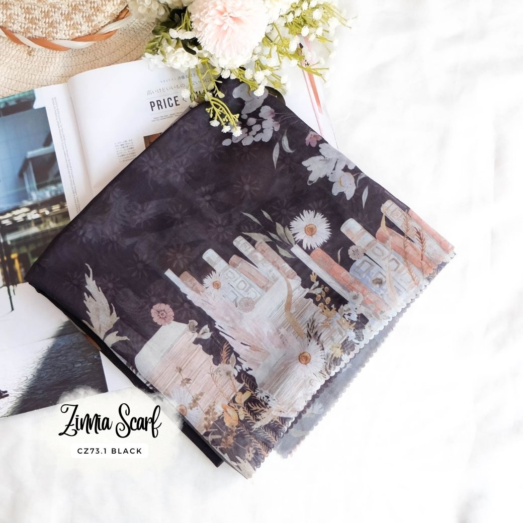 Zinnia - Scarf Square Premium Polycotton | Black - CZ73.1