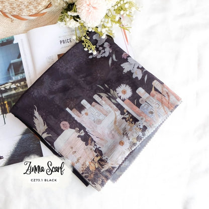 Zinnia - Scarf Square Premium Polycotton | Black - CZ73.1
