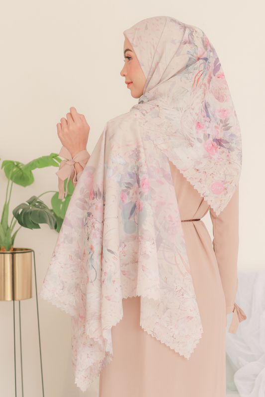 [ BUY 3 GET 1 FREE HIJAB ] Emily - Scarf Square Premium Polycotton | Cream - EM28.3