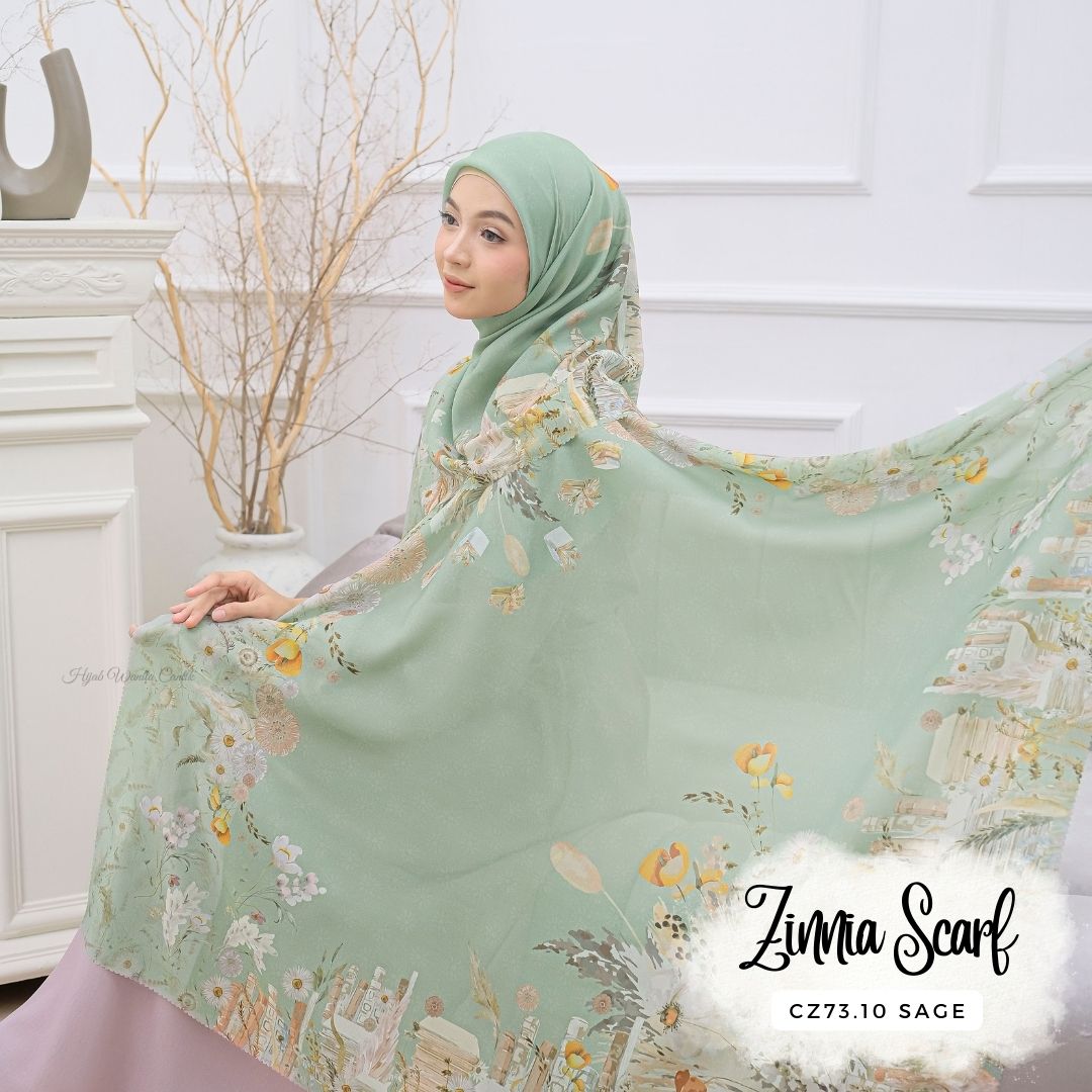 Zinnia - Scarf Square Premium Polycotton - Sage - CZ73.10