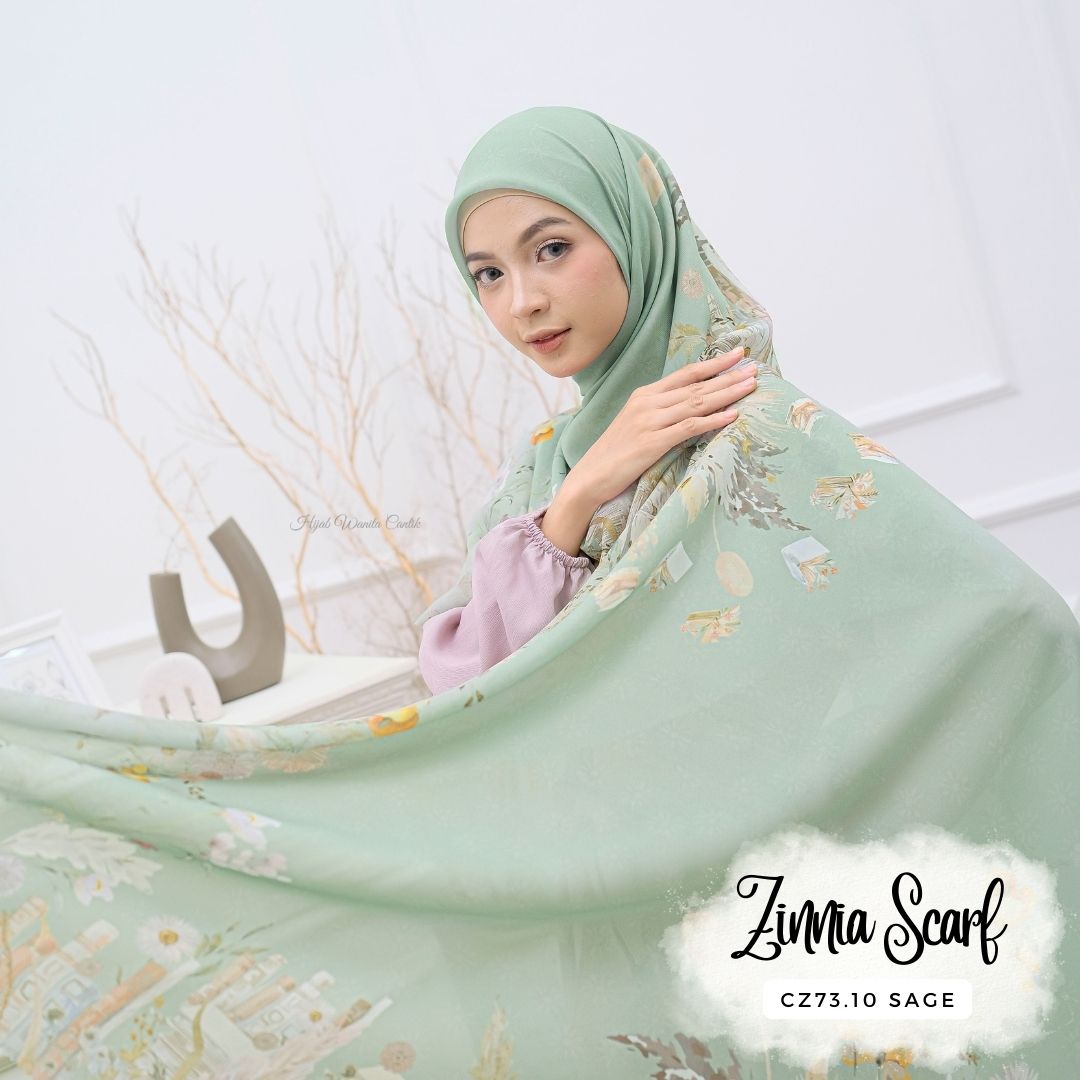 Zinnia - Scarf Square Premium Polycotton - Sage - CZ73.10