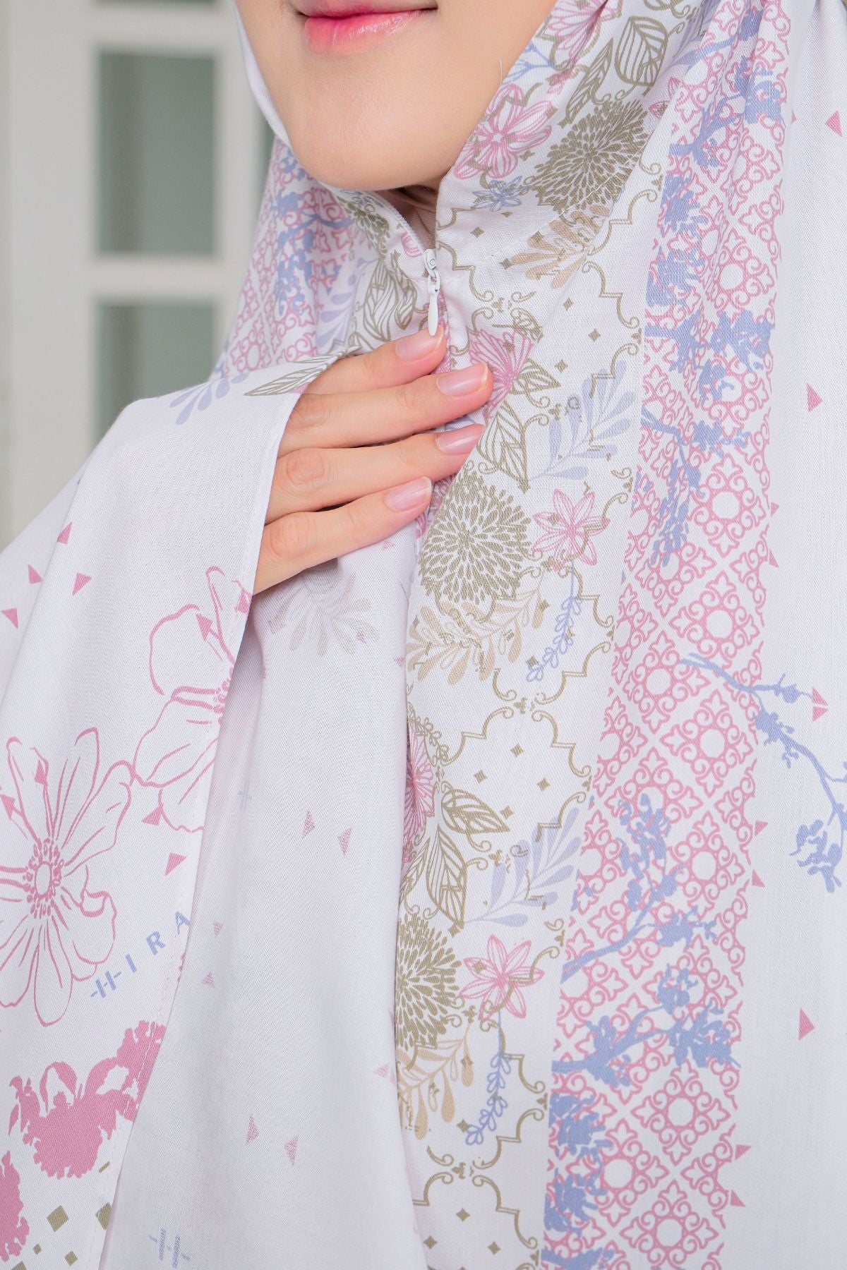 Mukena Flora - Mukena Katun | Cotton Daily Prayer Set | White - FM03.4