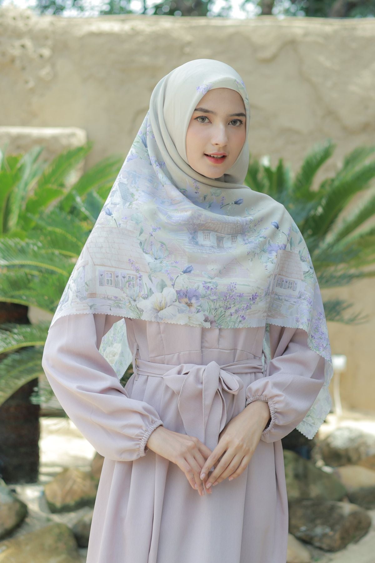 Lavender - Scarf Square Premium Polycotton XL - Almond - LJ57.1