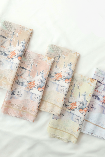 Camellia - Scarf Square Premium Polycotton XL | Warm Apple Tea - CJ15.20