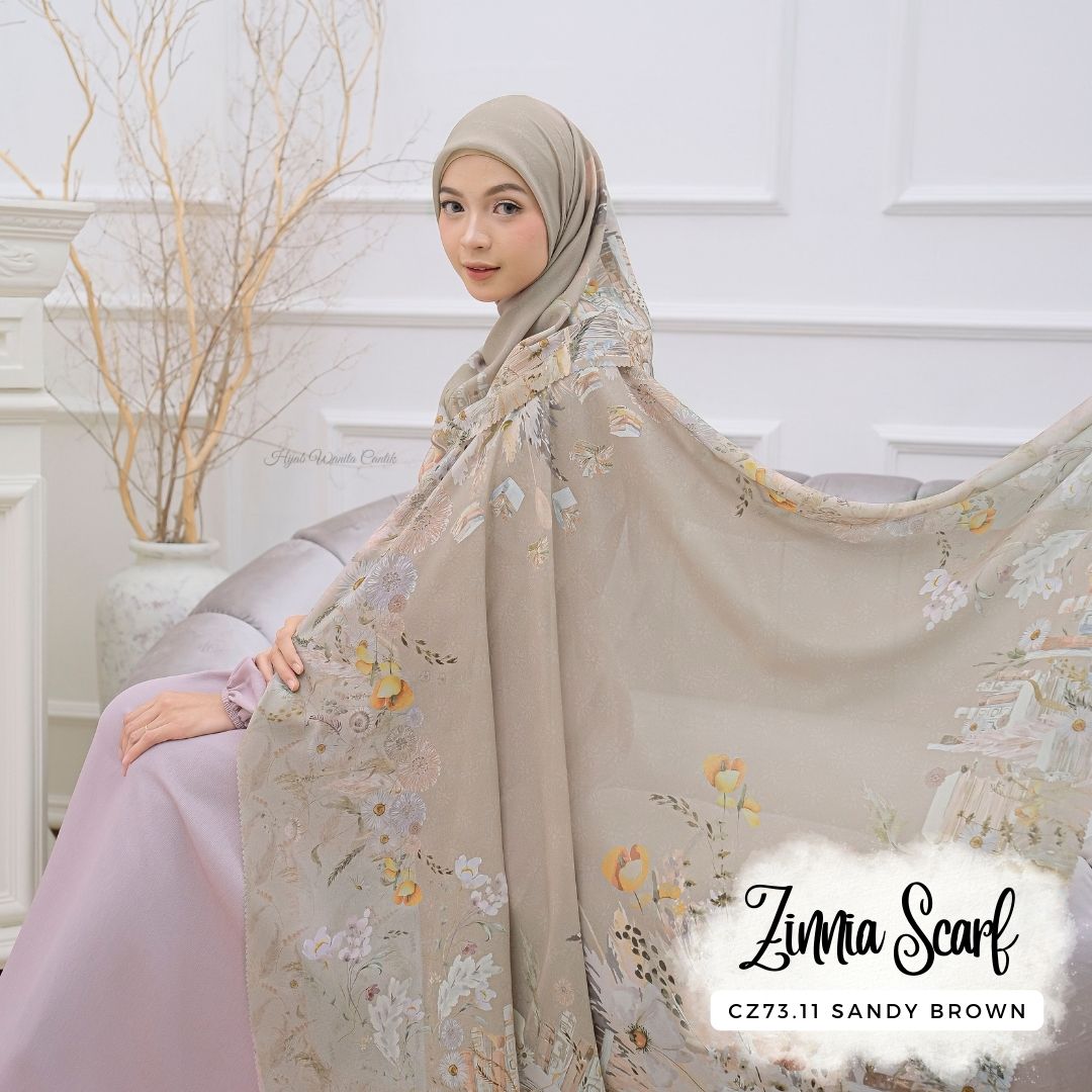 Zinnia - Scarf Square Premium Polycotton - Sandy Brown - CZ73.11