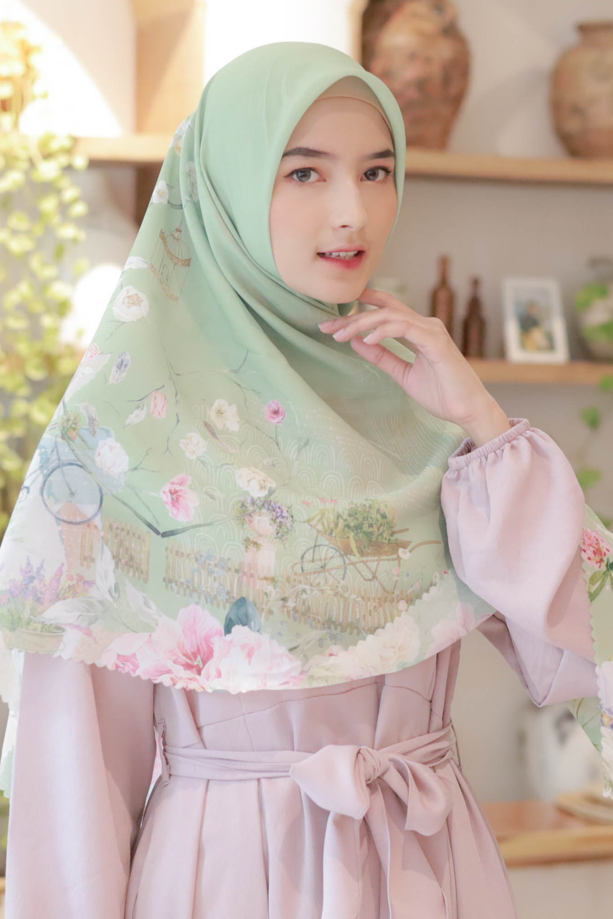 [ BUY 3 GET 1 FREE HIJAB ] Florence - Scarf Square Premium Polycotton XL - Clary Sage - RJ24.14