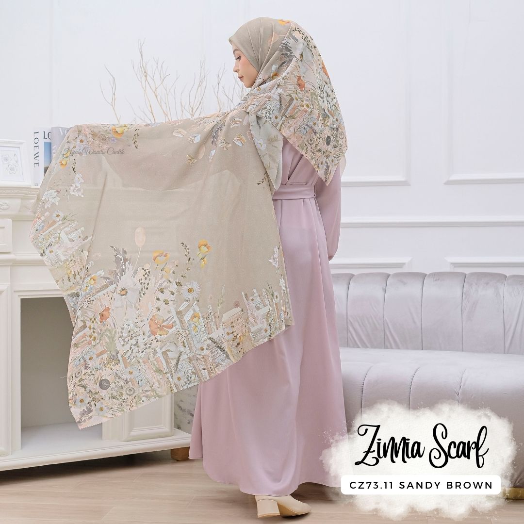 Zinnia - Scarf Square Premium Polycotton - Sandy Brown - CZ73.11