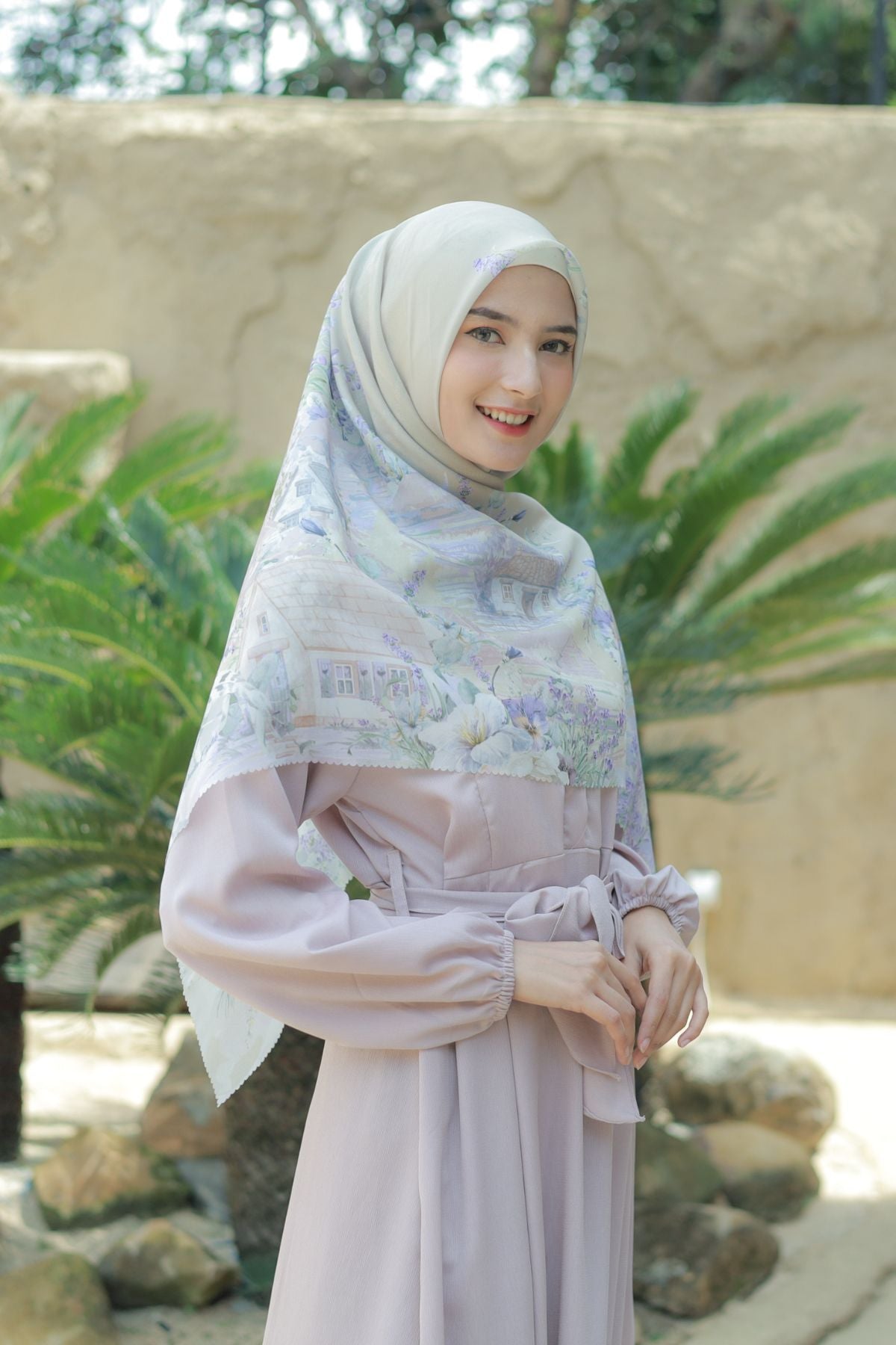 Lavender JUMBO - Scarf Square Premium Polycotton XL | Almond - LJ57.1