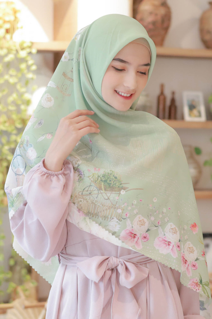 [ BUY 3 GET 1 FREE HIJAB ] Florence - Scarf Square Premium Polycotton XL - Clary Sage - RJ24.14