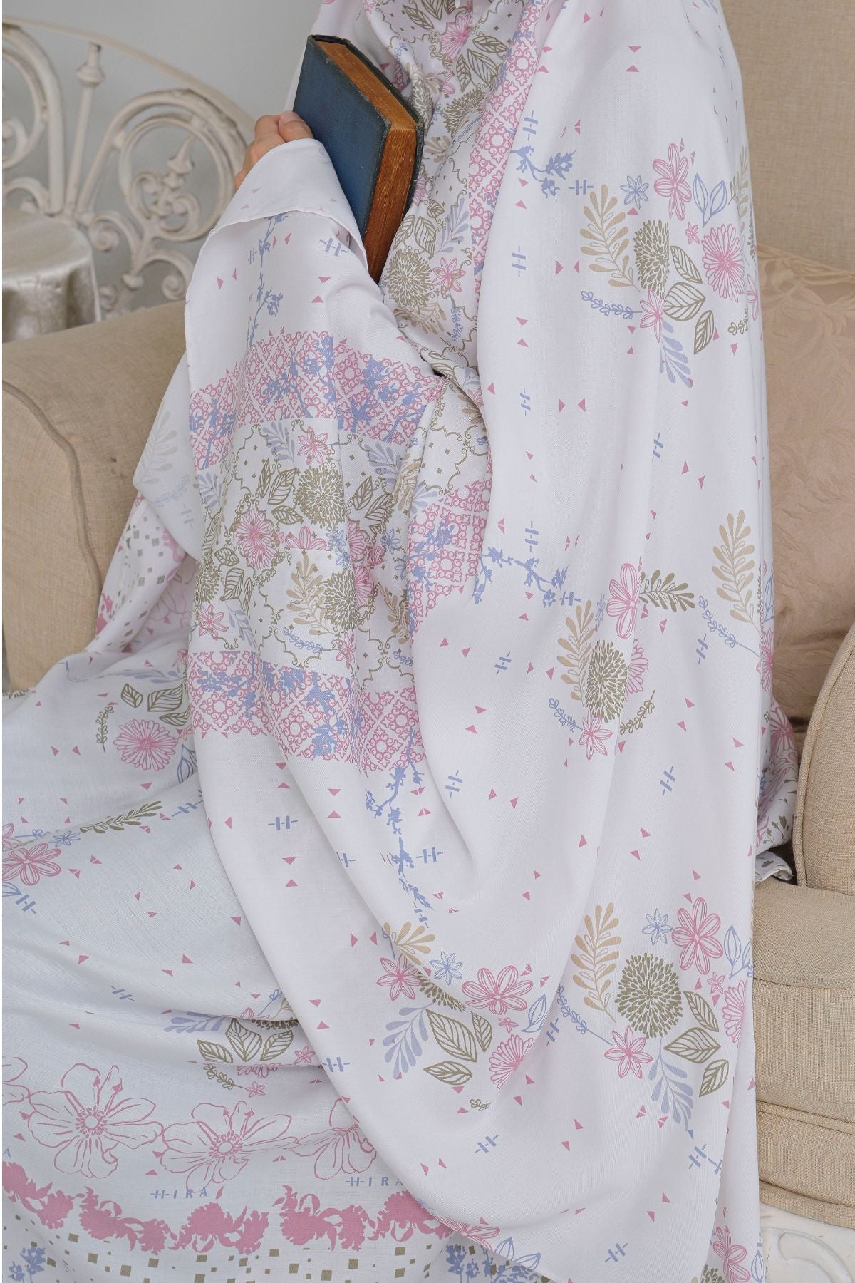 Mukena Flora - Mukena Katun | Cotton Daily Prayer Set | White - FM03.4