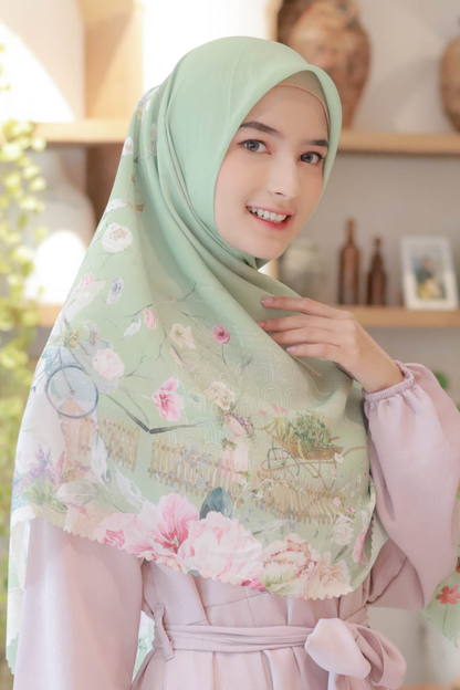 [ BUY 3 GET 1 FREE HIJAB ] Florence - Scarf Square Premium Polycotton XL - Clary Sage - RJ24.14