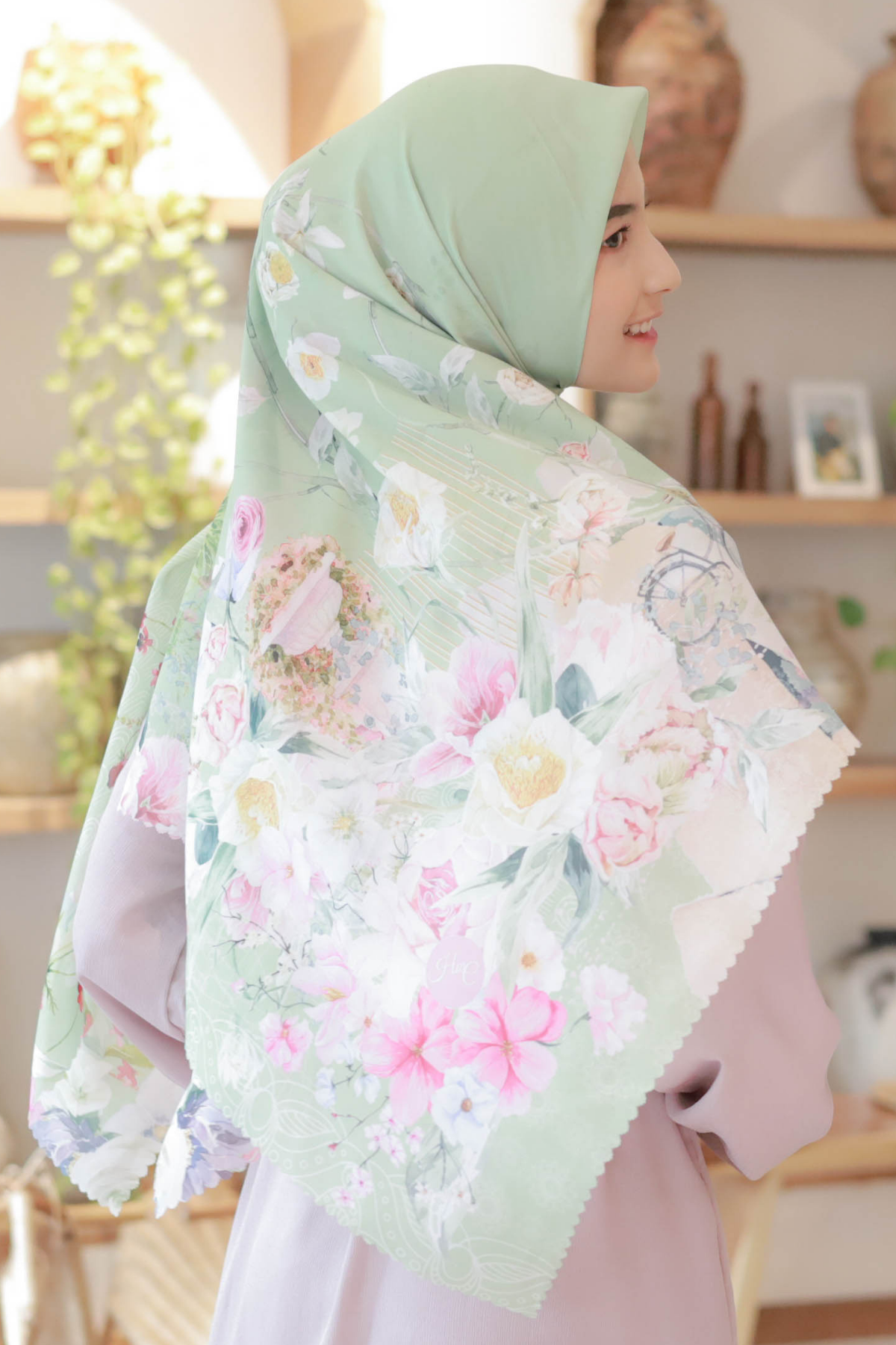 [ BUY 3 GET 1 FREE HIJAB ] Florence - Scarf Square Premium Polycotton XL - Clary Sage - RJ24.14