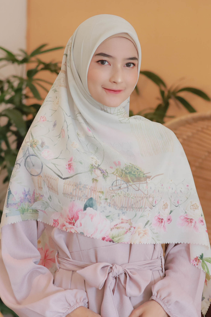 [ BUY 3 GET 1 FREE HIJAB ] Florence - Scarf Square Premium Polycotton XL - Early White - RJ24.16