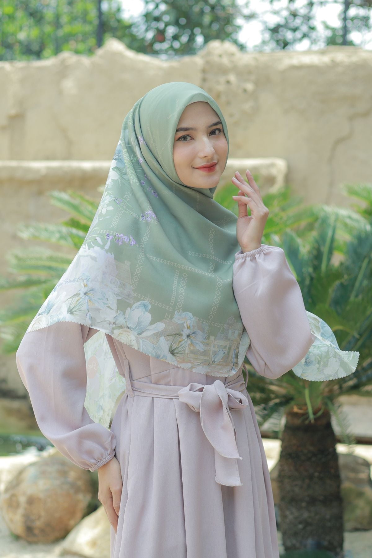 Lavender JUMBO - Scarf Square Premium Polycotton XL | Dusty Green - LJ57.3