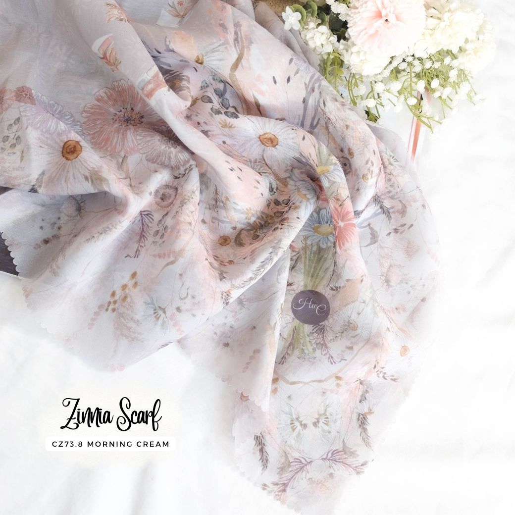 Zinnia - Scarf Square Premium Polycotton - Morning Cream - CZ73.8