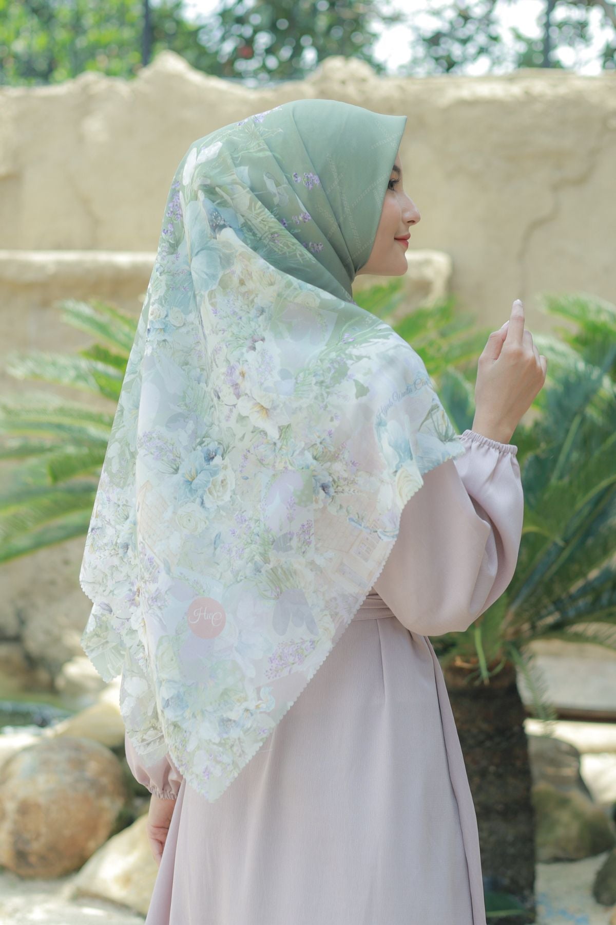 Lavender JUMBO - Scarf Square Premium Polycotton XL | Dusty Green - LJ57.3