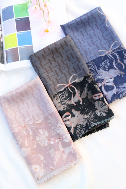 [ BUY 3 GET 1 FREE HIJAB ] Emily JUMBO - Scarf Square Premium Polycotton XL | MONO BLACK - EB28.33