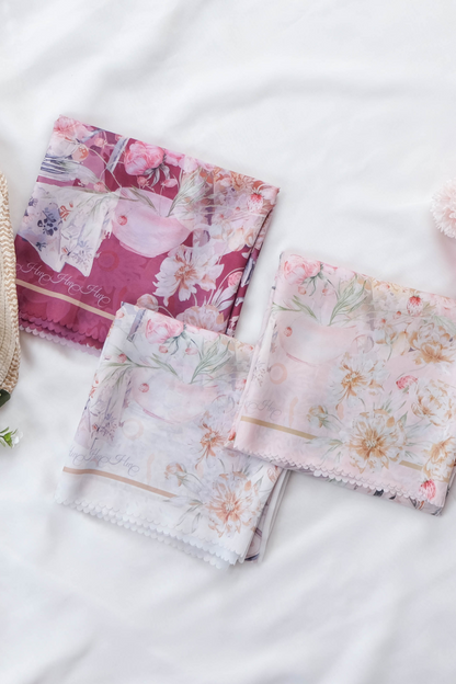 Camellia - Scarf Square Premium Polycotton XL | Flourishing Rose - CJ15.5