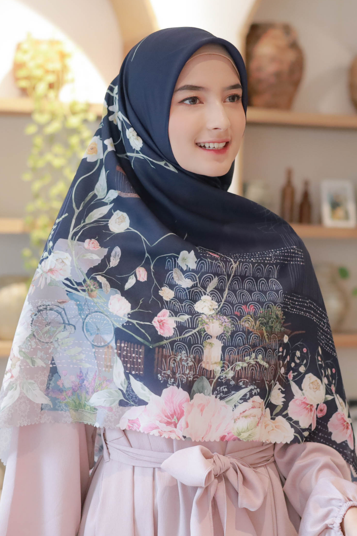 [ BUY 3 GET 1 FREE HIJAB ] Florence - Scarf Square Premium Polycotton XL - Cold Navy - RJ24.2