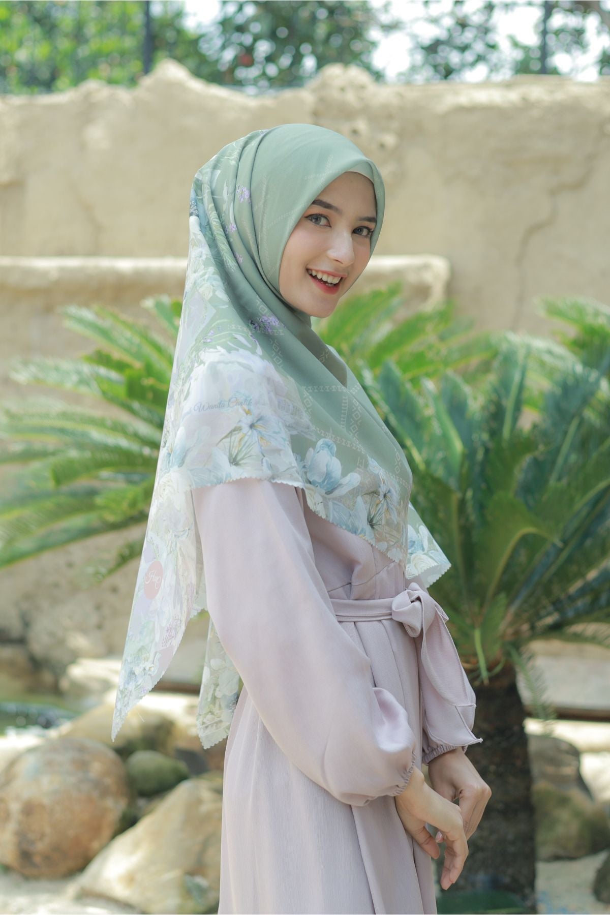 Lavender JUMBO - Scarf Square Premium Polycotton XL | Dusty Green - LJ57.3