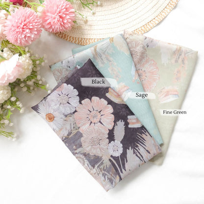 Zinnia JUMBO - Scarf Square Premium Polycotton XL | Fine Green - NZ73.5