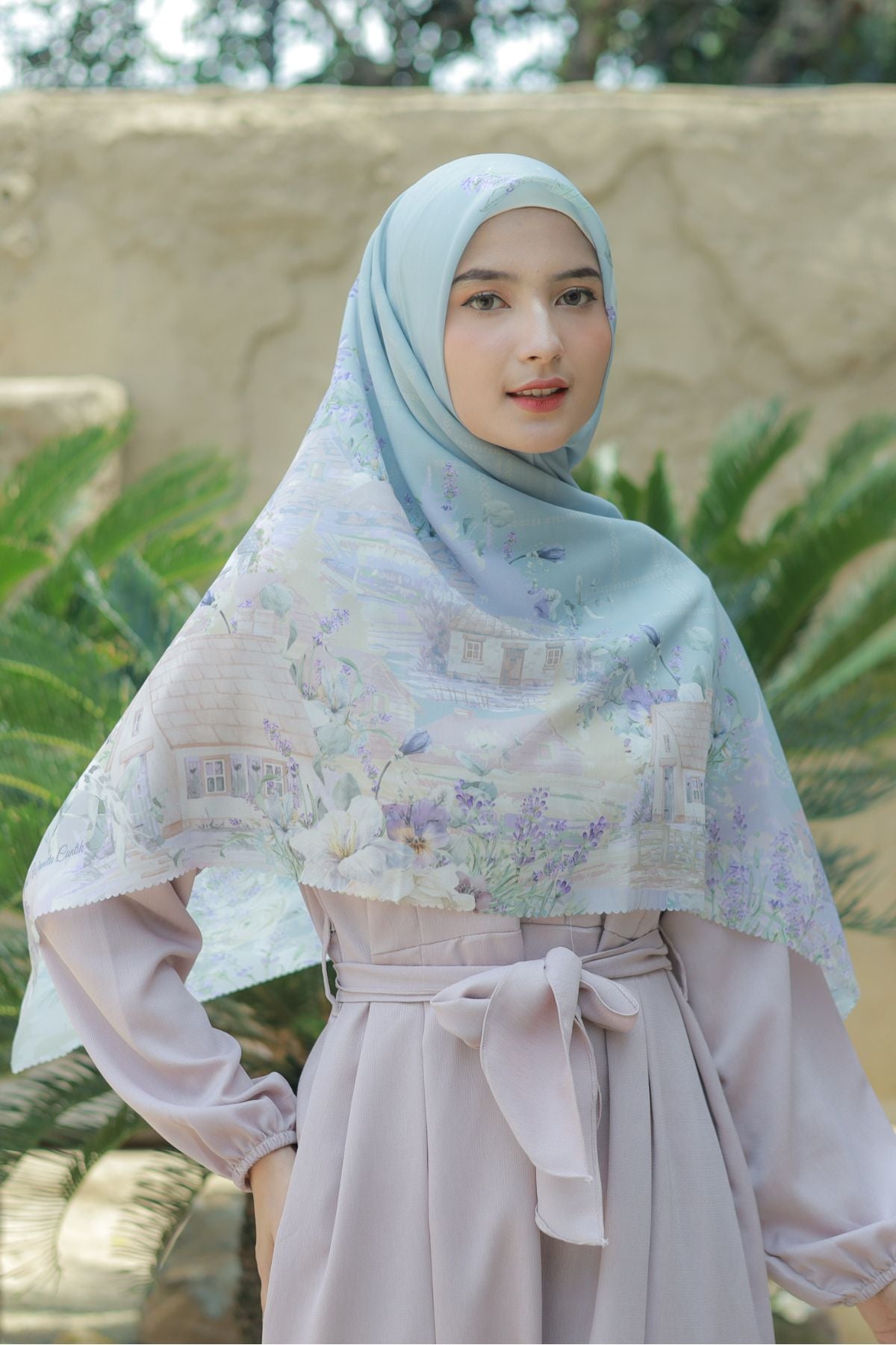 Lavender - Scarf Square Premium Polycotton XL - Grey - LJ57.5