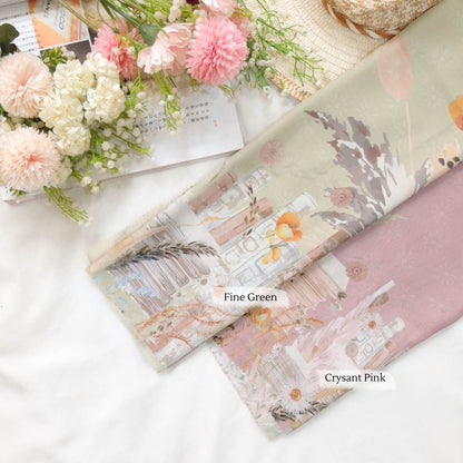 Zinnia JUMBO - Scarf Square Premium Polycotton XL | Fine Green - NZ73.5