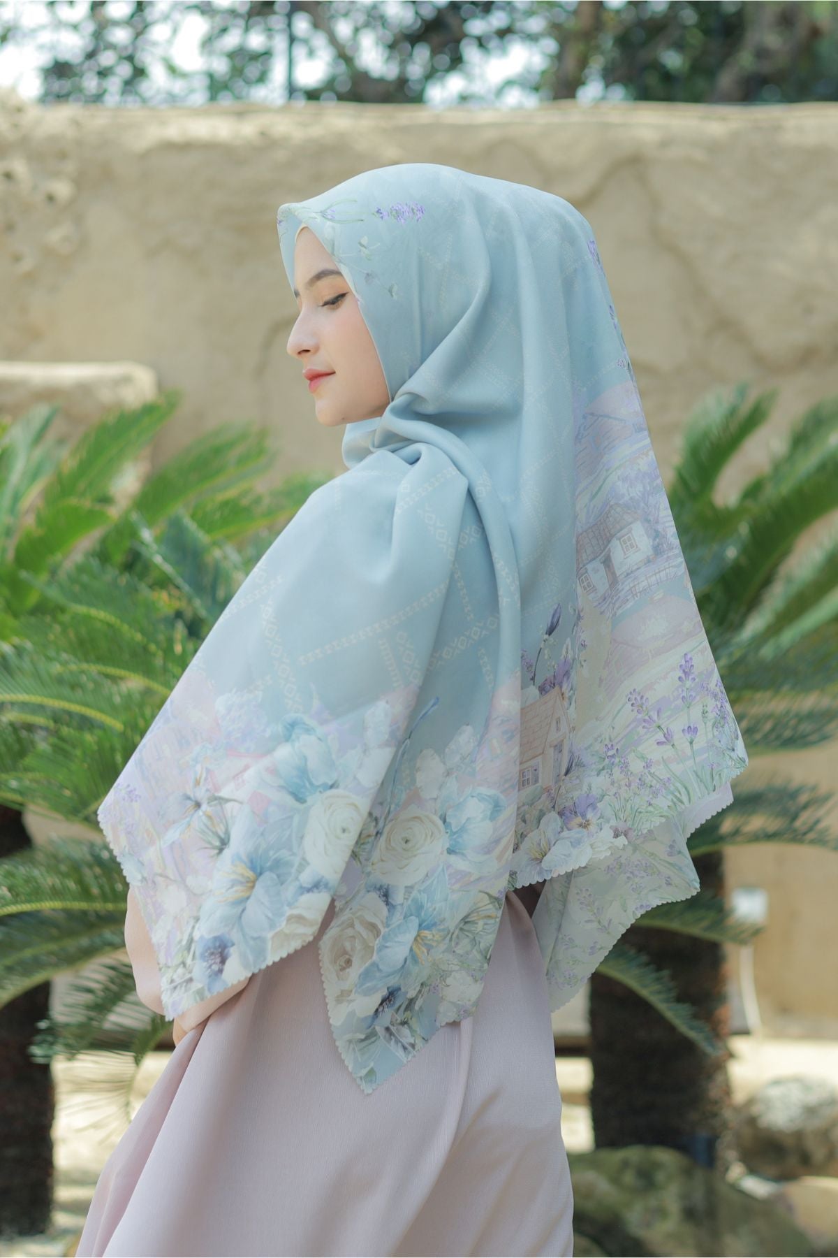 Lavender JUMBO - Scarf Square Premium Polycotton XL | Grey - LJ57.5