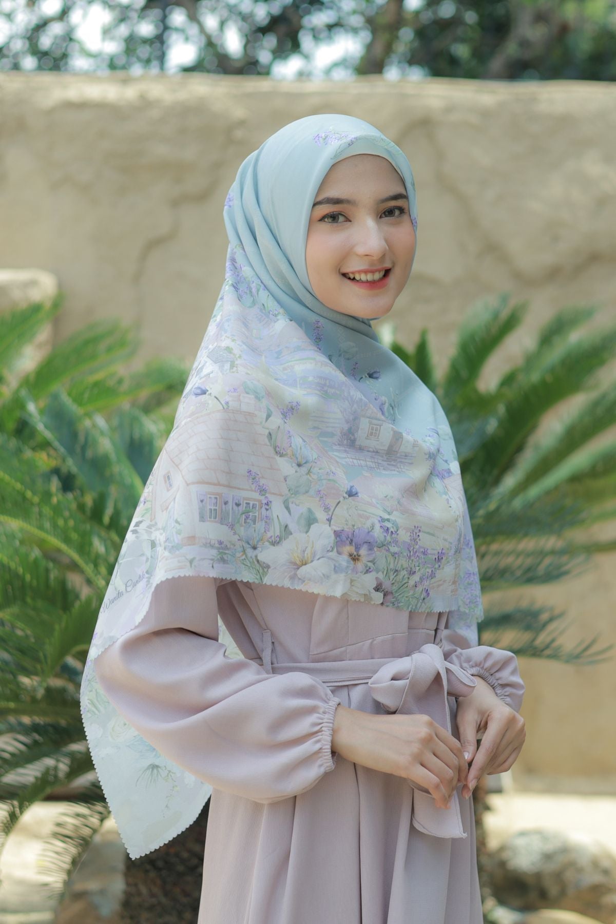 Lavender - Scarf Square Premium Polycotton XL - Grey - LJ57.5